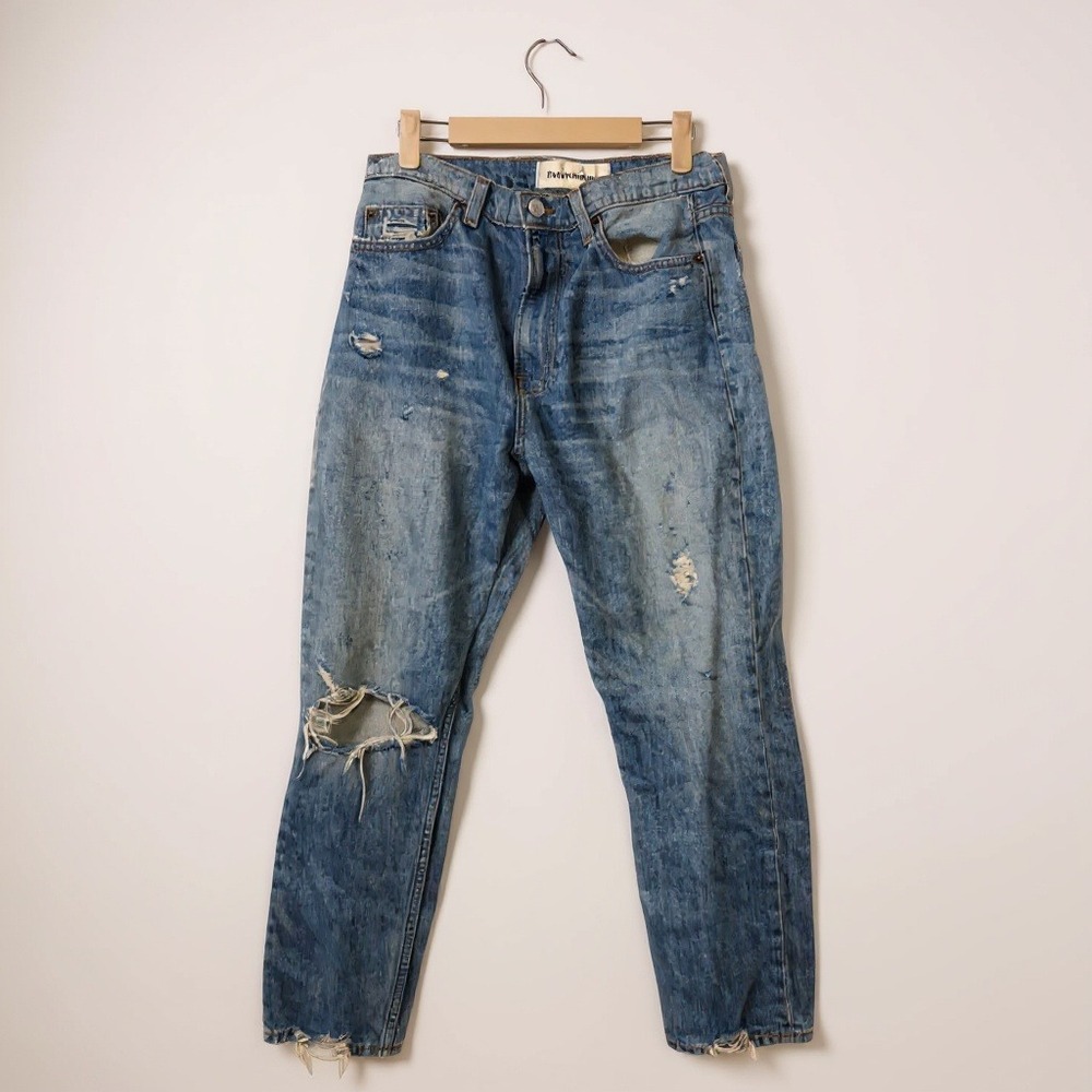 Reformation Julia High Cigarette Jeans Distressed Light Wash Denim Women's 29